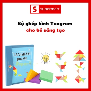 [Đồ chơi trí tuệ]Bộ ghép hình Tangram full size phát triển tư duy tạo khối và nhận dạng màu sắc có nam châm dính