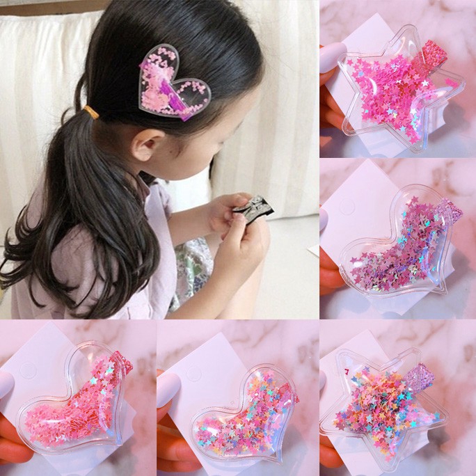 Kẹp Tóc PVC Trong Suốt Phối Kim Tuyến Phong Cách Hàn Quốc Dành Cho Em Bé