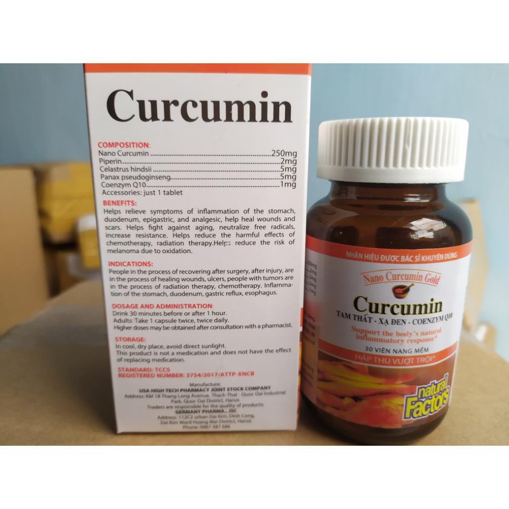 NANO CURCUMIN GOLD dt Viêm Loét Dạ Dày, tá tràng Hộp 30 Viên.