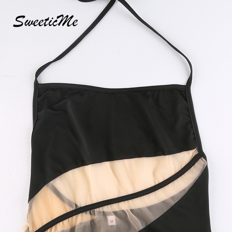 Áo liền quần Sweeticme Phối Lưới Hở Lưng Quyến Rũ 2022 | BigBuy360 - bigbuy360.vn