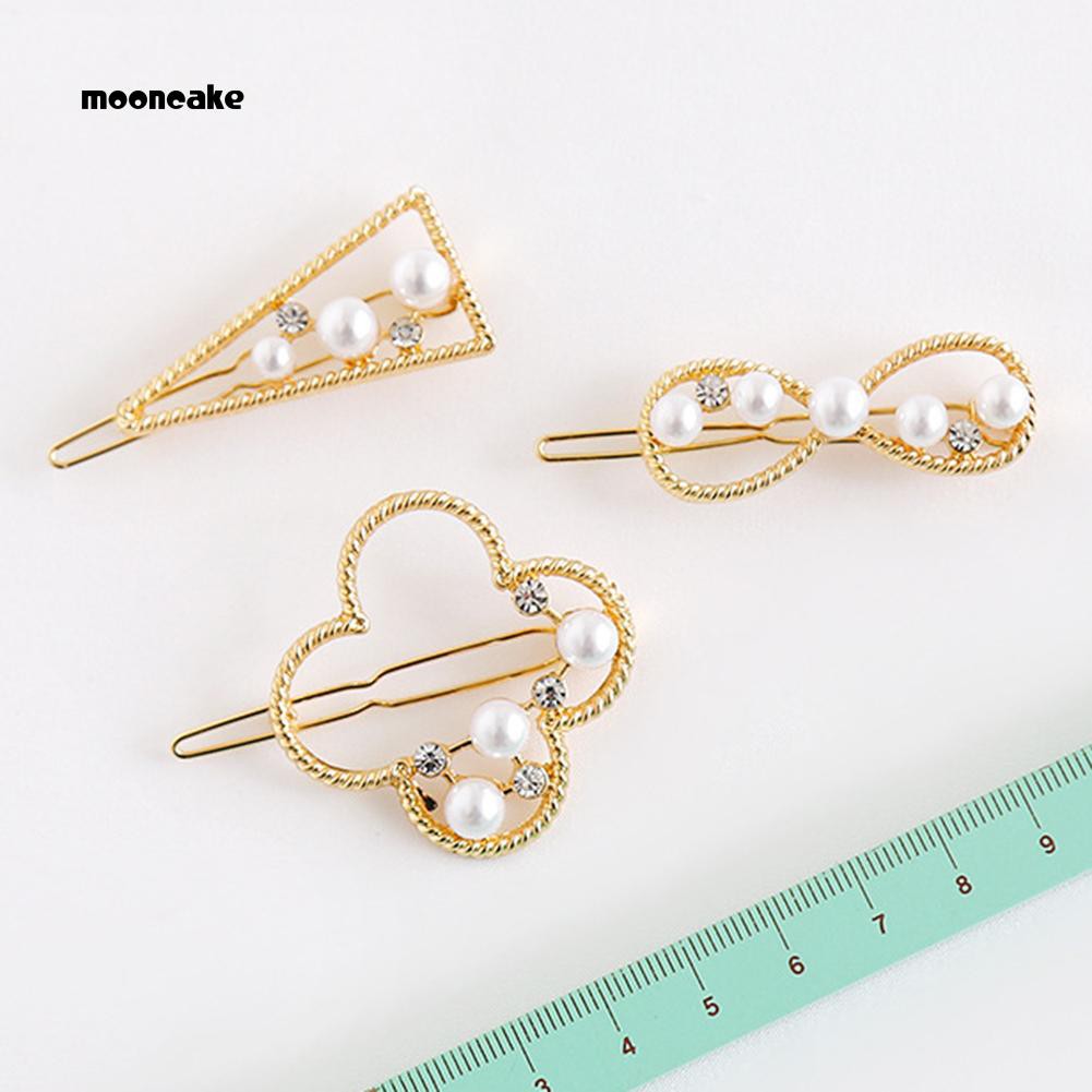 Kẹp tóc đính đá và ngọc trai giả thời trang thanh lịch dành cho nữ