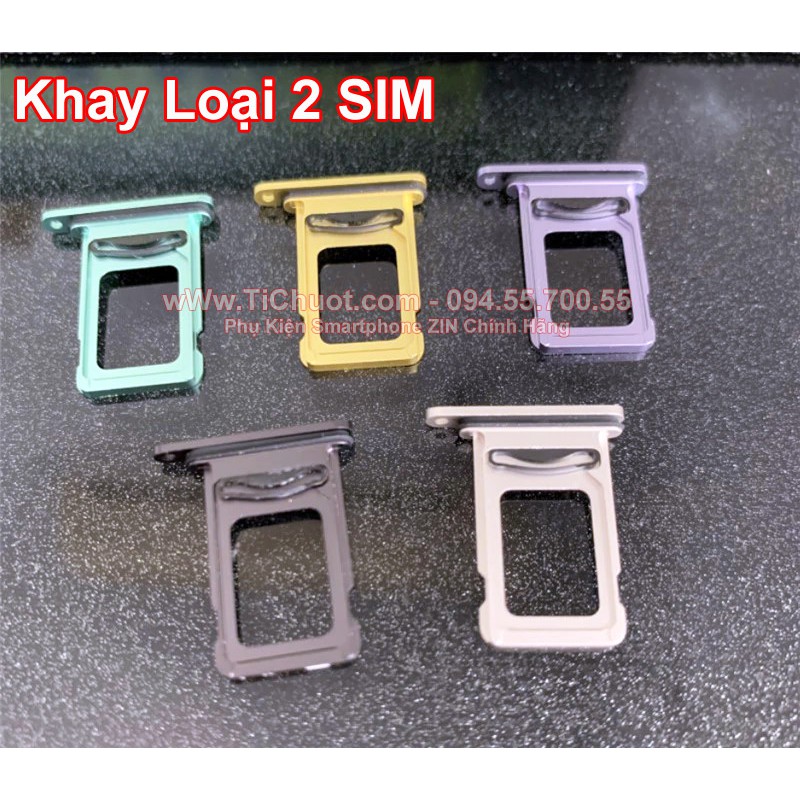 Khay sim iPhone 11 1 SIM, 2 SIM ZIN có Ron Chống Nước & Lẫy Giữ Sim