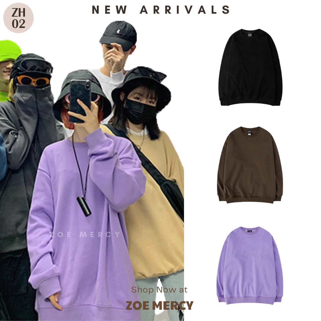 [SẴN]- Áo Sweater trơn Unisex phong cách Ulzzang (ZH02)