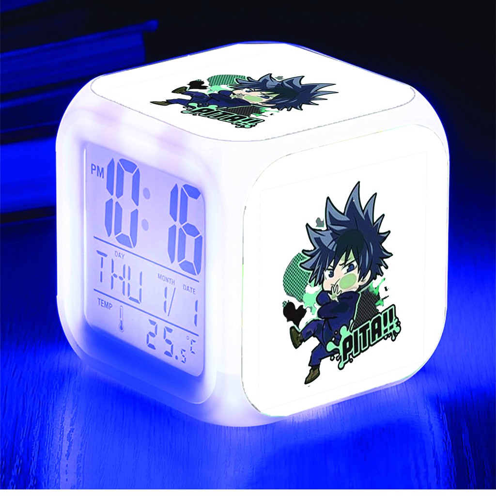 Đồng hồ báo thức để bàn in hình JUJUTSU KAISEN CHÚ THUẬT HỒI CHIẾN PI.TA anime chibi LED đổi màu