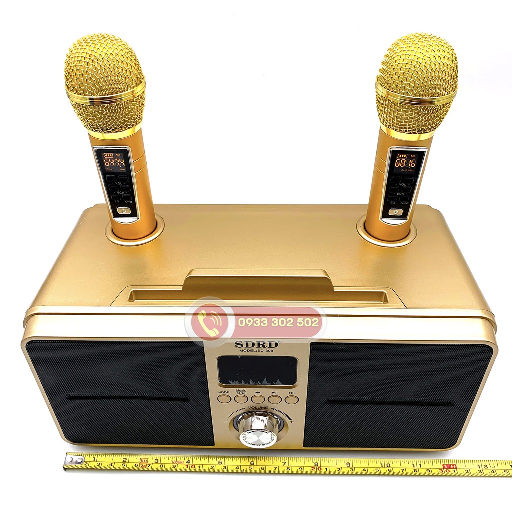 Loa Karaoke Bluetooth SD-309, Kèm 2 mirco không dây - Loại 1 BH 12 Tháng