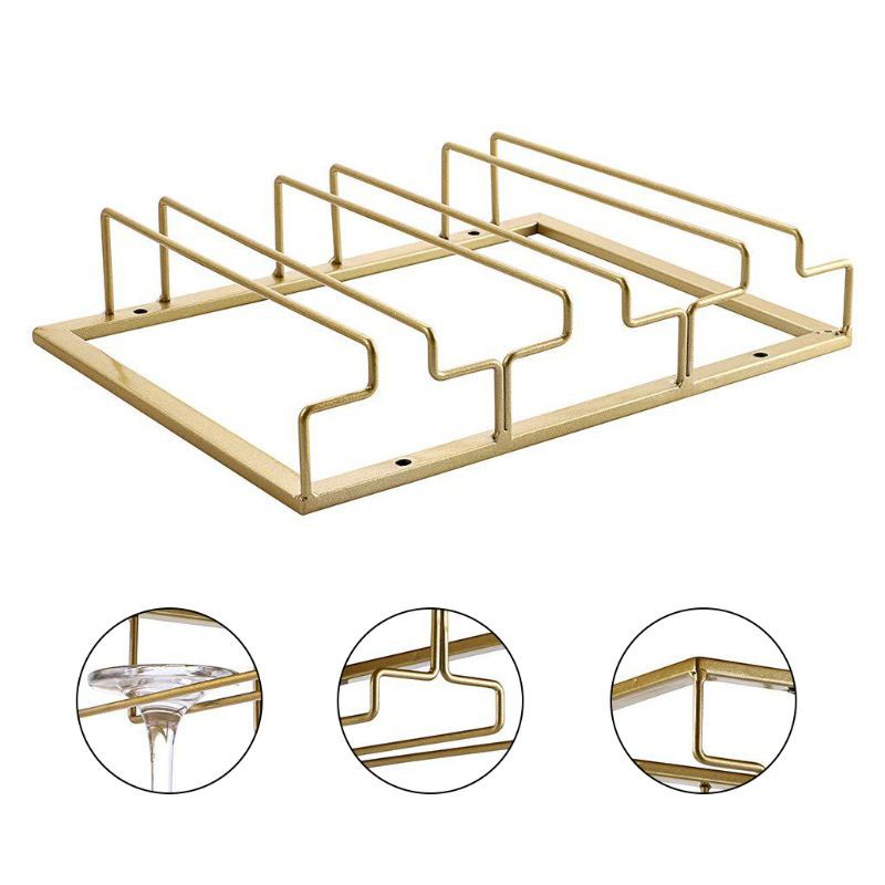 Giá Đỡ Ly Rượu Bằng Kim Loại 3 Hàng Gắn Dưới Tủ Kính Tiện Dụng Cho Nhà Bếp / Quán Bar