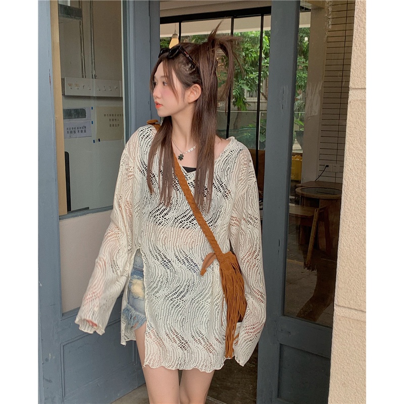 Áo sweater Dệt Kim Tay Dài Cổ Tròn Phong Cách Hàn Quốc Thời Trang Cho Nữ Áo len dệt kim