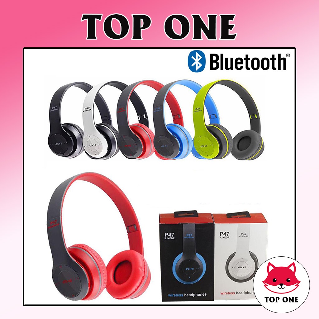 [TOP ONE] Tai Nghe Không Dây Headphone Kết Nối Bluetooth P47 Có Khe Cắm Thẻ Nhớ