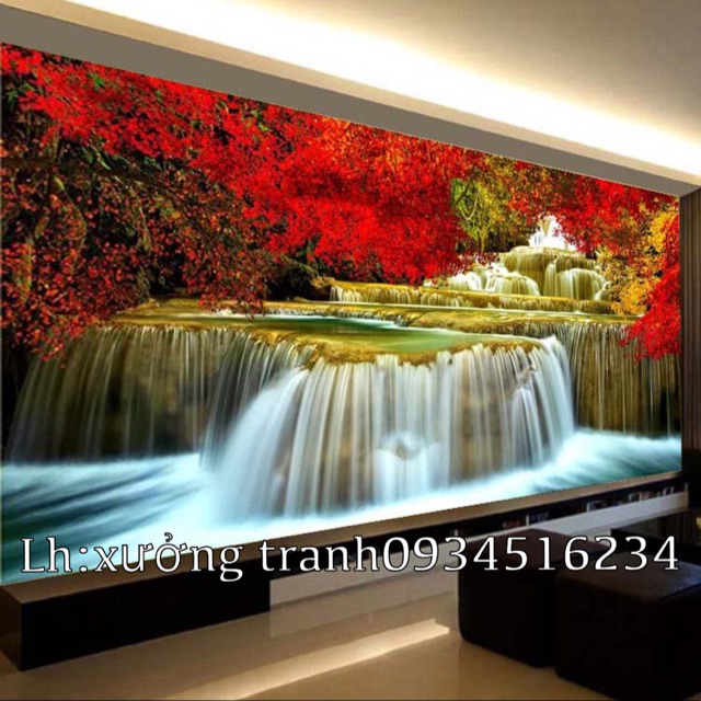 Tranh thêu phong cảnh lưu thuỷ sinh tài