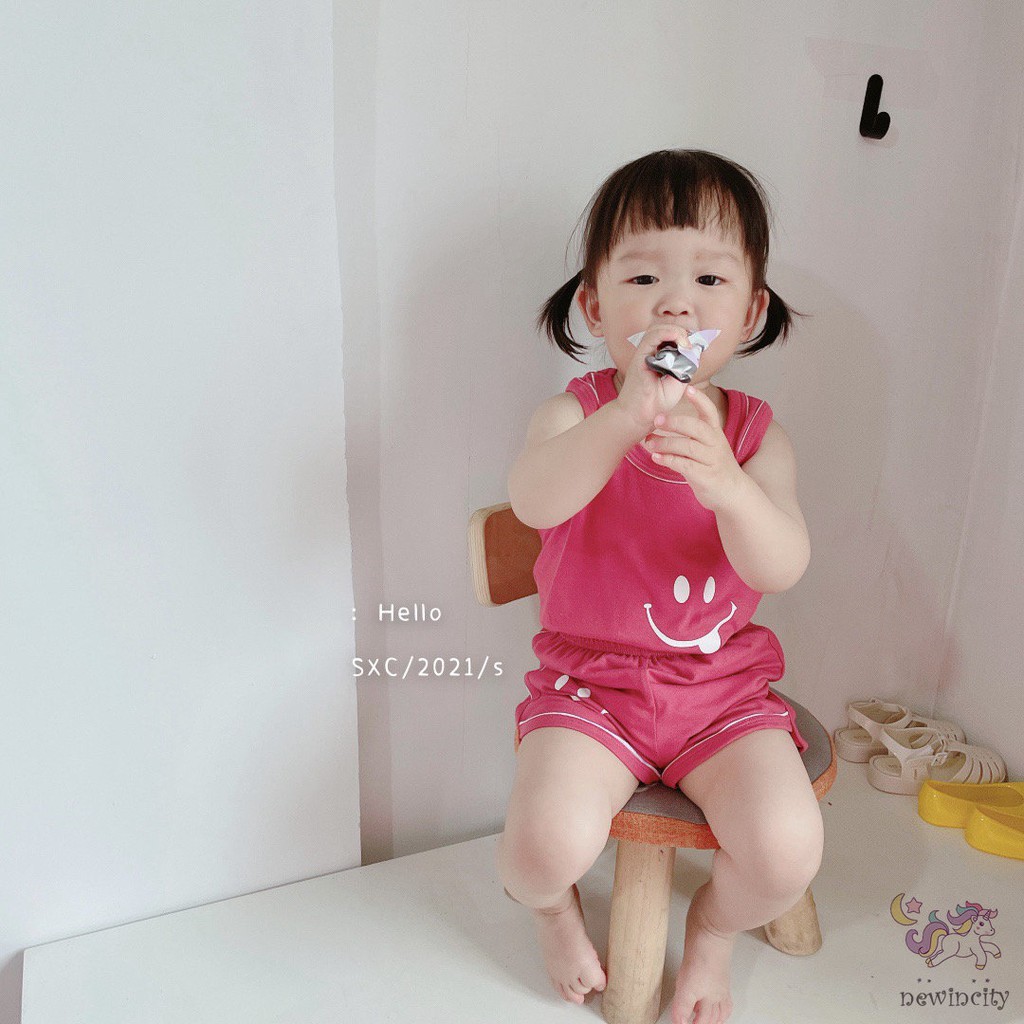 Set Áo 3 Lỗ In Hoạt Hình + Quần Short Kiểu Hàn Quốc Dễ Thương Cho Bé