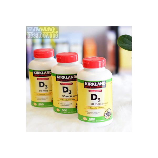 Viên Uống Bổ Sung Vitamin D3 Kirkland D3 50 Mcg (2000iu) - 600 Viên - Mỹ