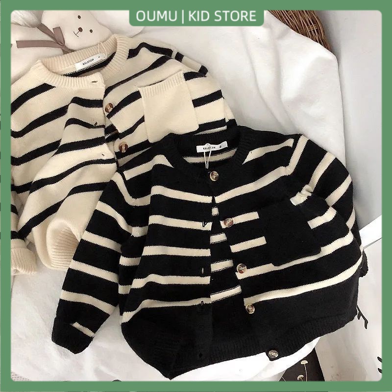 Áo Khoác Cardigan Dệt Kim Họa Tiết Kẻ Sọc Phong Cách Hàn Quốc Thời Trang Xuân Thu Cho Nam Và Nữ