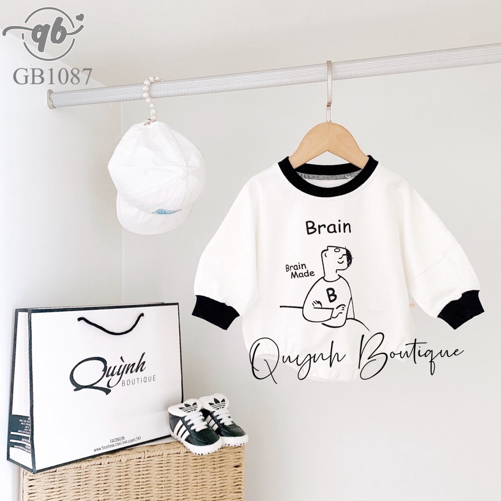 Bodysuit trẻ em Quỳnh Boutique Mẫu body Brain dài tay cho bé yêu