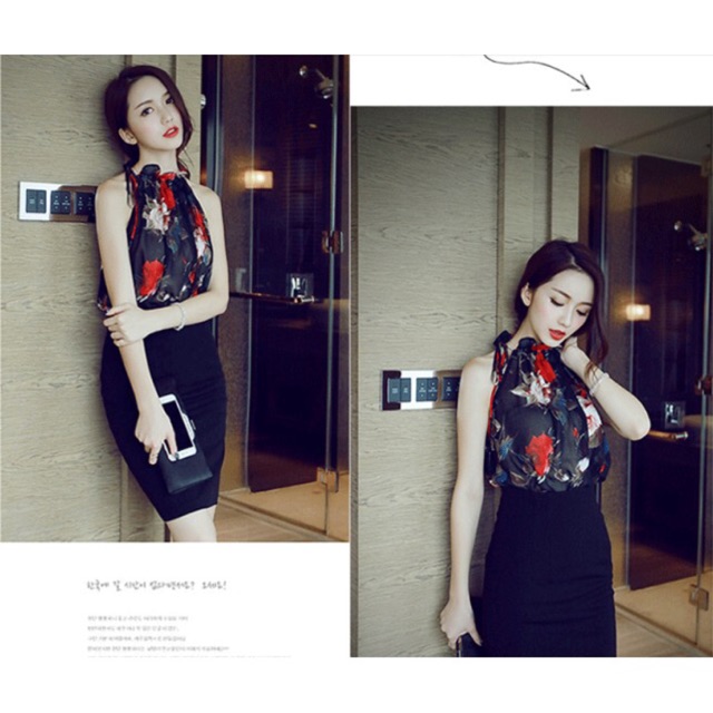 Đầm hoa nữ dáng ôm midi Emilyshop