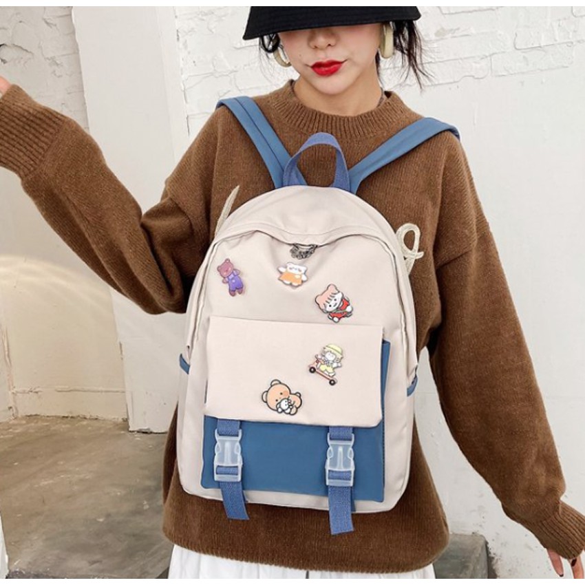 Balo ulzzang chống nước Bag.ThanhThu nhiều ticker đáng yêu 90