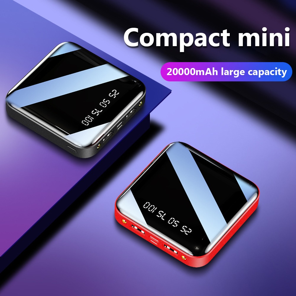 Cục Sạc Dự Phòng Hai Cổng USB Có Đèn LED 10000/20000mAh Mang Đi Tiện Dụng