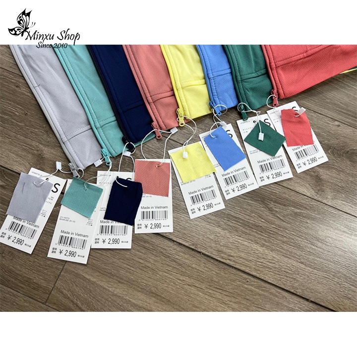 Áo chống nắng nữ 2 lớp dày dặn thun lạnh cản tia uv, áo chống nắng GU hàng chính hãng, màu đẹp Minxu Shop ACN