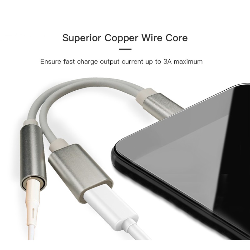 USB-C to 3.5 AUX Audio Cable 2in1 USB Type C to 3.5mm Jack Audio Splitter USB C Earphone Cable Charging Adapter truing
