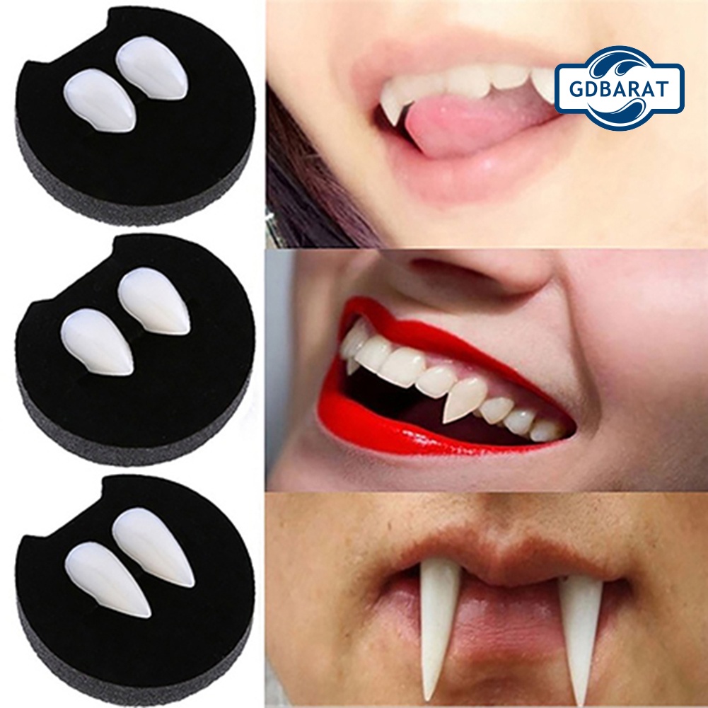 Bộ 2 Răng Nanh Giả 13/15/17/19mm Dùng Hóa Trang Halloween