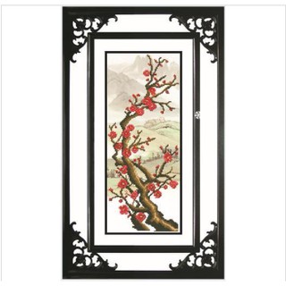 Tranh Thêu Chữ Thập 3D 4 Bức Bộ Tứ Quý Đào , Lan , Cúc , Trúc 4 Bức 1379 , 1380 , 1381 , 1382 (KHÁCH TỰ THÊU) KT:22X46CM