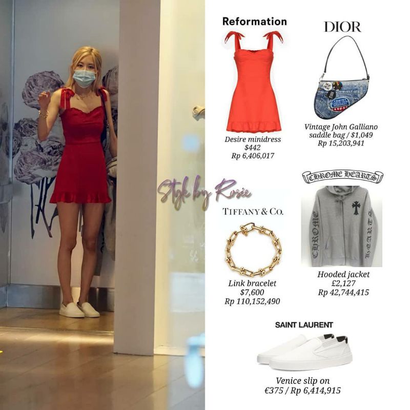 Váy hai dây dáng xòe màu đỏ giống Rosé BLACKPINK