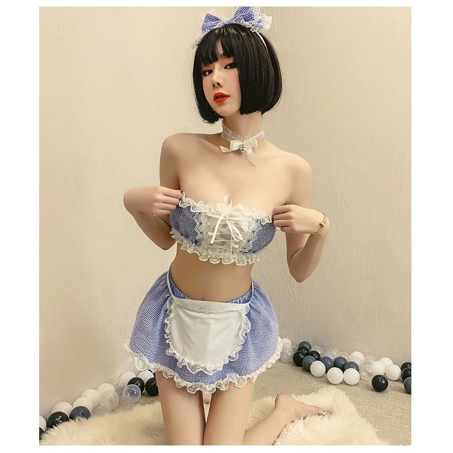 Set ngủ Cosplay giúp việc tạp dề FREE SHIP kẻ caro | BigBuy360 - bigbuy360.vn