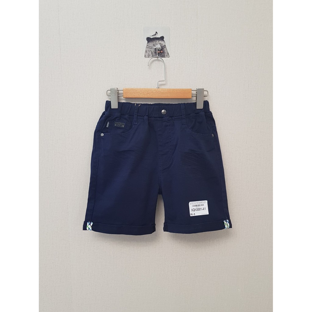 XQK0001-A1 - Quần kaki short bé trai , trơn, màu than, hiệu kikids, size đại 25t-29t, ri5 - Hàng Made In Vietnam