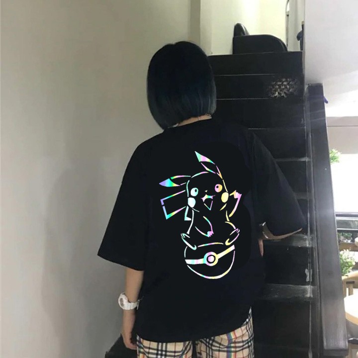 Áo thun Pikachu phản quang 7 màu nam nữ