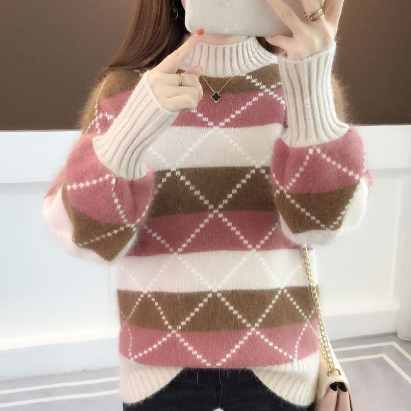 Áo len nữ phối 3 màu đẹp mắt