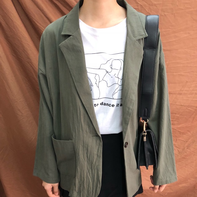 áo blazer xanh rêu