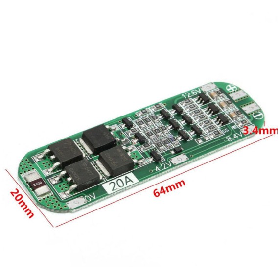 Bảng mạch bảo vệ sạc Pin Lithium 3S 20A Li-ion 18650 PCB BMS 12.6V 64*20*3.4mm