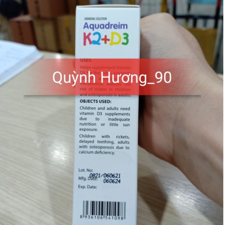 Aquadreim K2+D3 chai 10ml giúp bổ sung D3 giảm nguy cơ còi xương ở trẻ nhỏ.