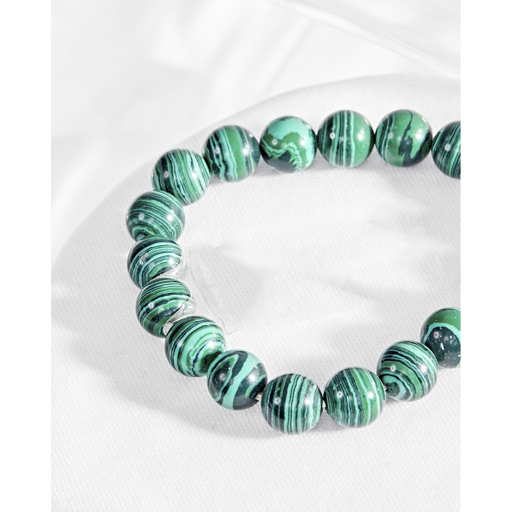 Vòng tay đá khổng tước malachite mệnh hỏa. mộc - Ngọc Quý