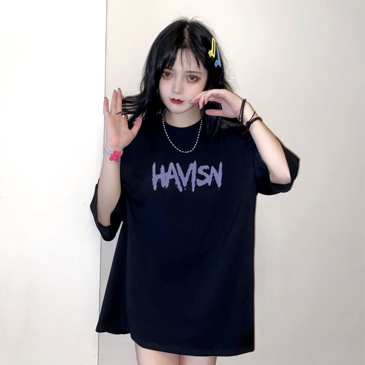 ☾✖2020 summer new Korean version of large size women s clothing loose 200 kg fat MM port Wind printed half-sleeved T-shirt female student trend