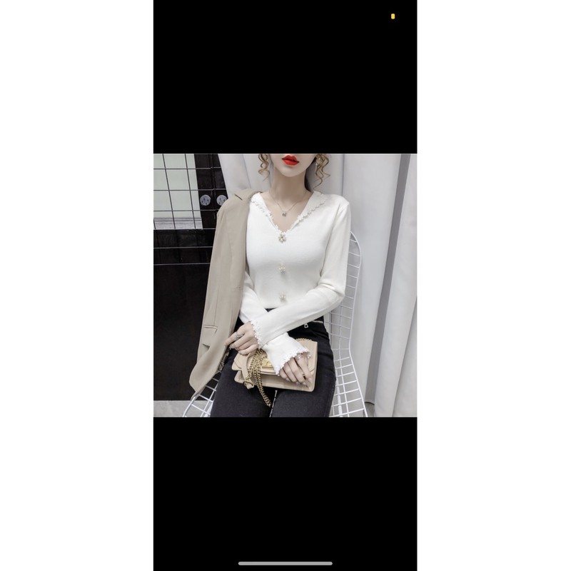 Áo nữ dài tay cổ bẻ pha ren hoa | BigBuy360 - bigbuy360.vn