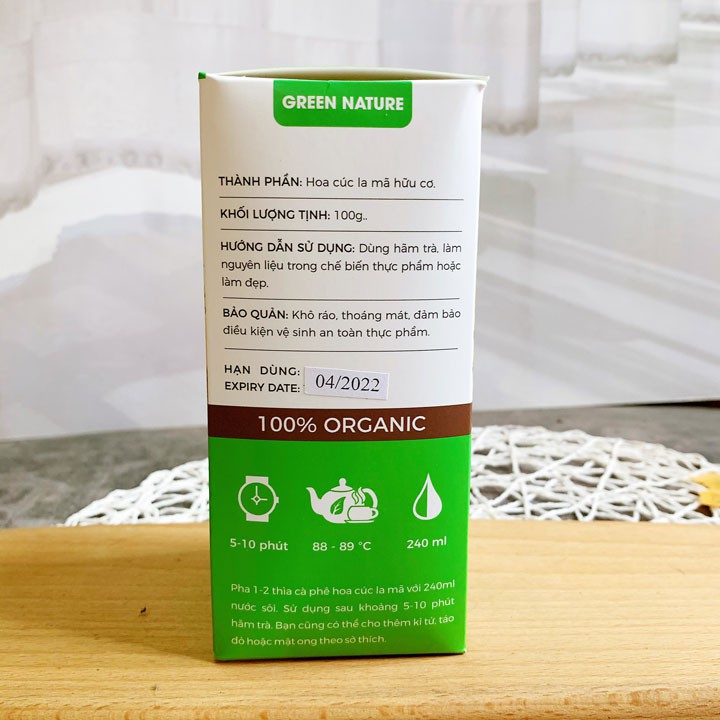 Trà hoa cúc nguyên bông hữu cơ Green Nature 100g