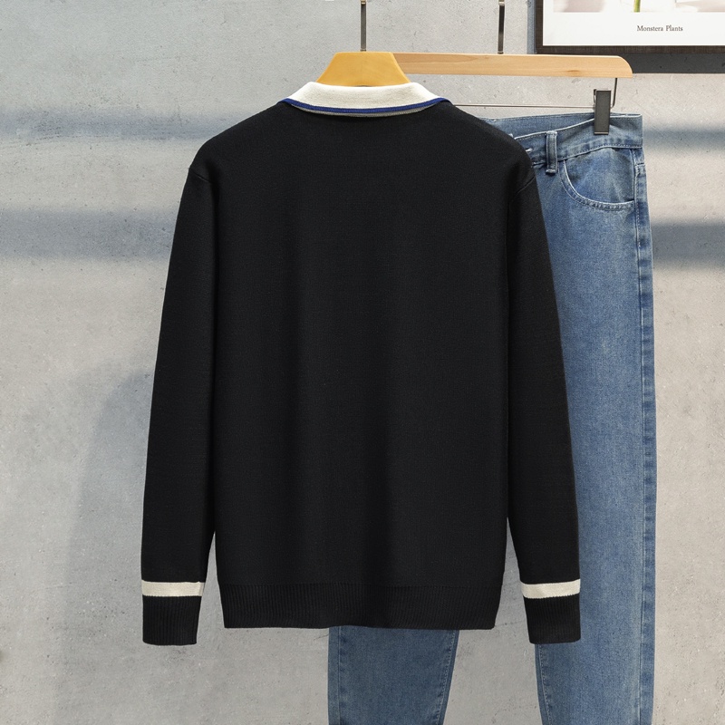 Áo len nam cadigan cổ bẻ màu đen hàng cao cấp phong cách lịch lãm