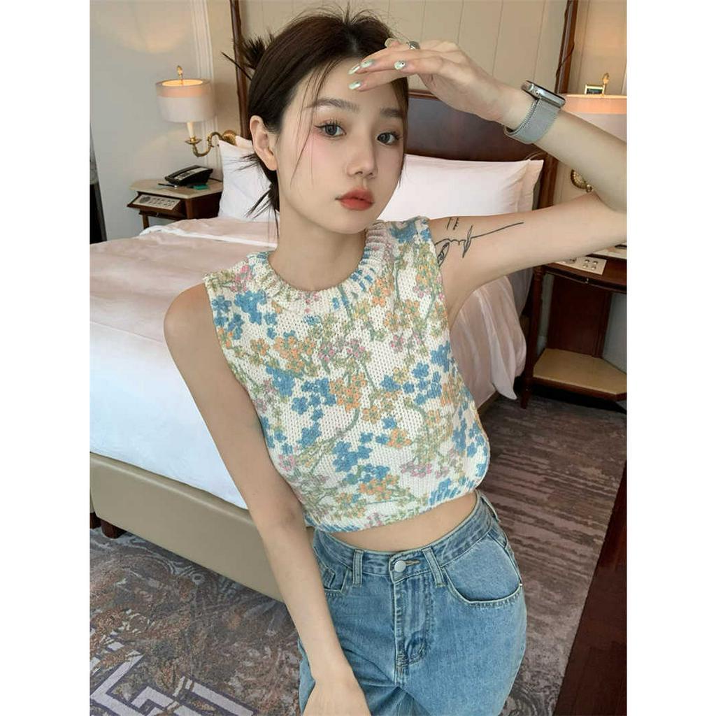 Áo Thun Dệt Kim Mỏng Sát Nách Cổ Tròn Hở Lưng Thời Trang Cho Nữ