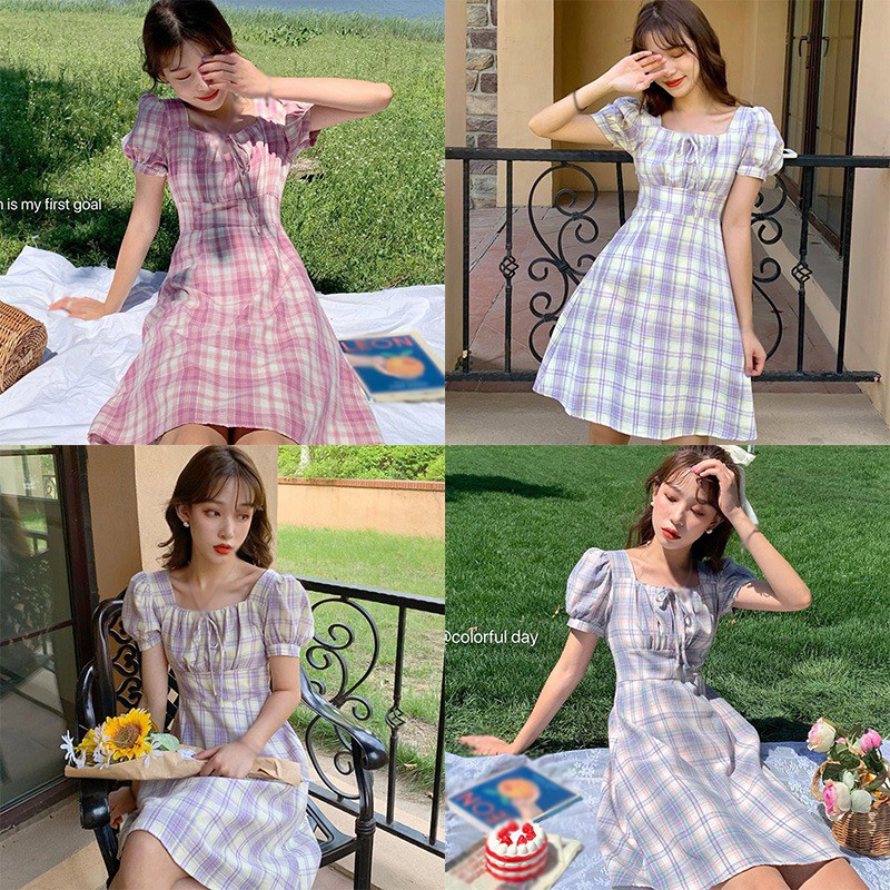 Đầm Ca Rô Ca Rô Thời Trang Đáng Yêu Cho Nữ