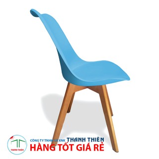 Ghế cafe | ghế EAMES chân gỗ (có lót nệm) GCP-033 màu xanh dương