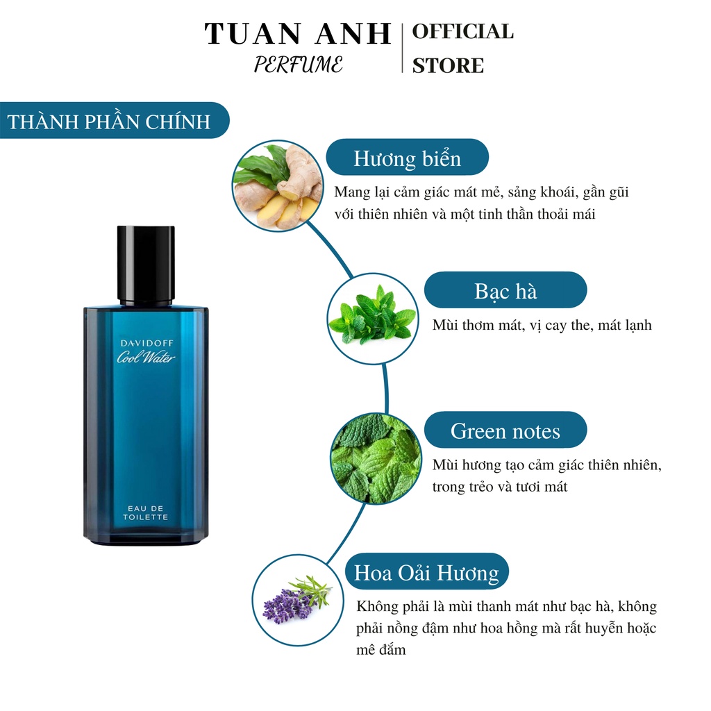 Nước hoa nam chính hãng thơm lâu Davidoff Cool Water Man mùi mát cao cấp TUANANHPERFUME