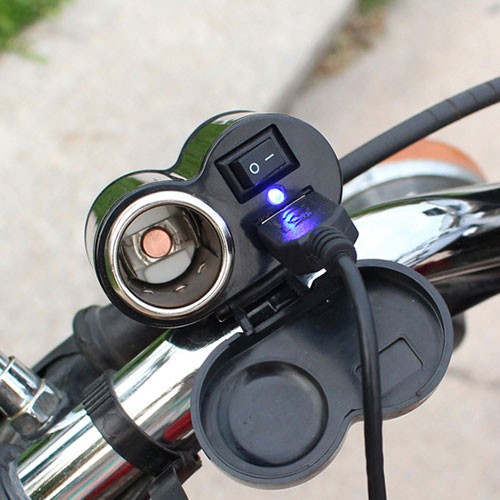Sạc USB xe máy kèm cổng mồi thuốc mini