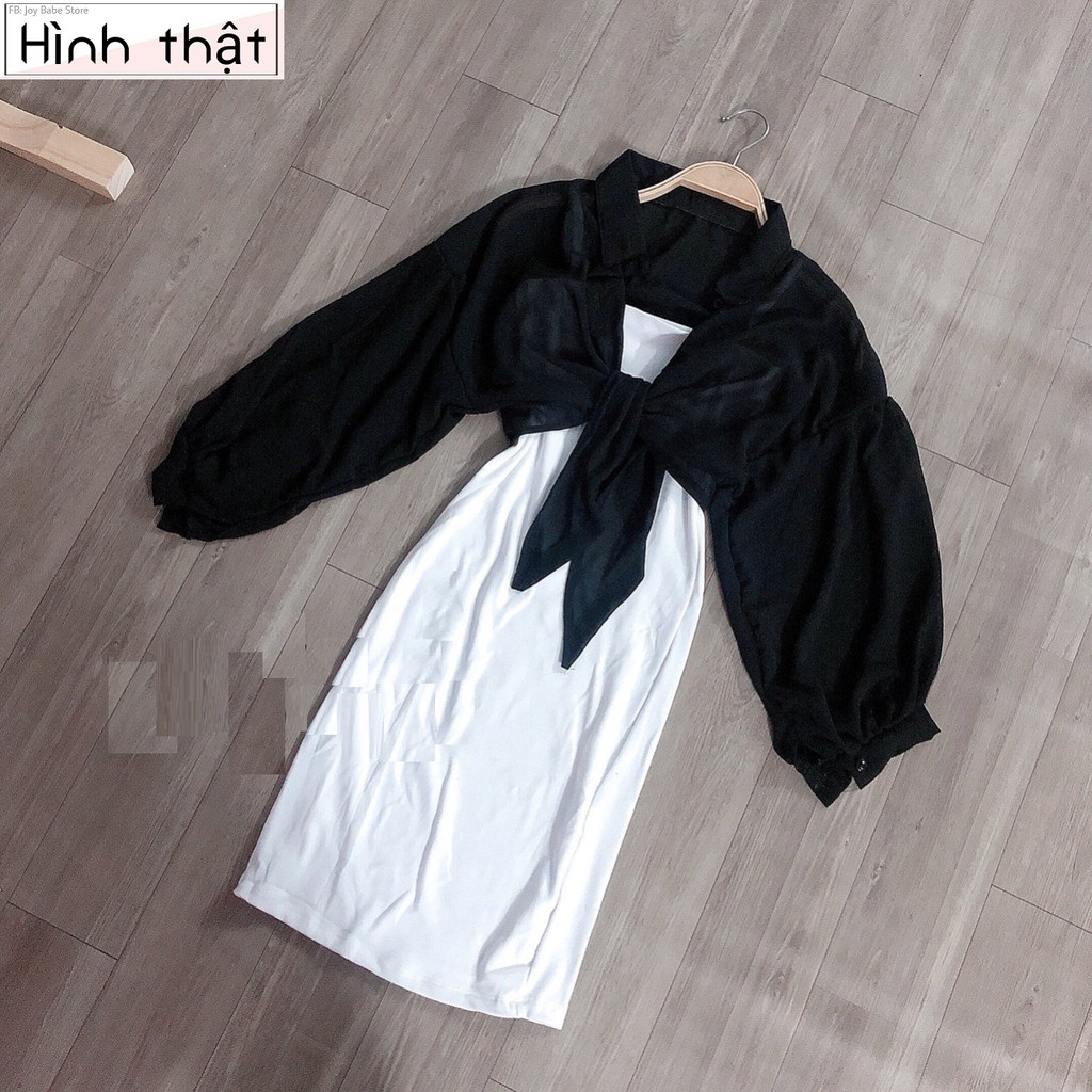 [HÌNH THẬT] SET ĐẦM NỮ KÈM ÁO KHOÁC SƠ MI - THUN CO GIÃN ÔM BODY HAI DÂY BASIC TRƠN KIỂU HÀN QUỐC HOT GIRL ULZZANG 07 | BigBuy360 - bigbuy360.vn