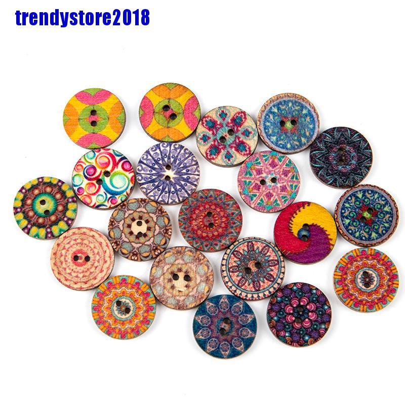 Set 100 Nút Áo In Họa Tiết Phong Cách Retro Độc Đáo Trang Trí Quần Áo