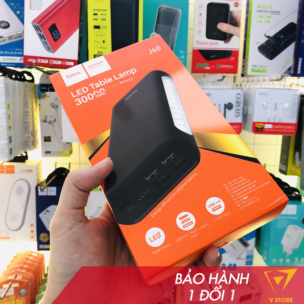 Pin sạc dự phòng 30000 mah Hoco J60 4 cổng usb tích hợp đèn khẩn cấp siêu sáng
