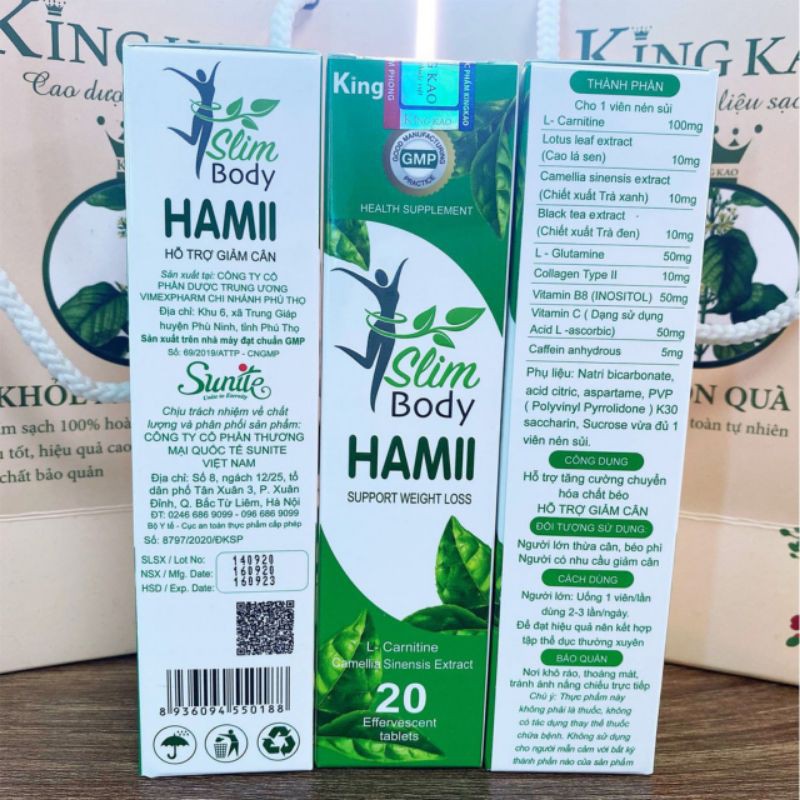 [Com bo 4 hộp] Slim Hami Body - viên sủi giảm cân chính hãng Sunite