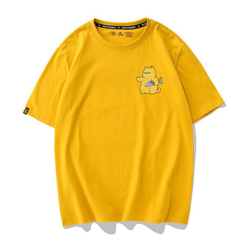 [Hàng Xịn, Gía Tốt] Áo Phông Thun Icon Mèo Cầm Cá Mini Nam Nữ- Unisex - Cotton - Mã AT032