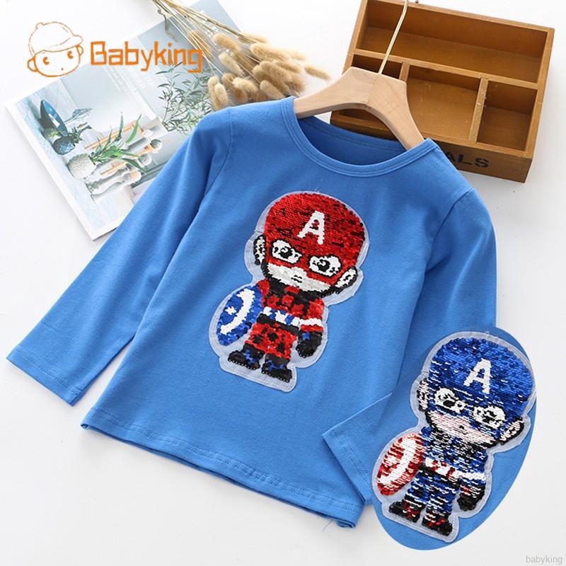 Áo nỉ tay dài đính kim sa hình hoạt hình dễ thương cho bé