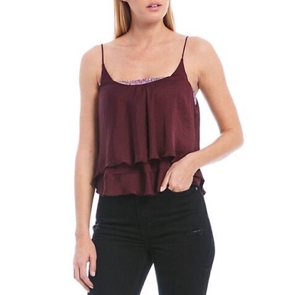 Áo 2 Dây Lụa FREE PEOPLE Pha Kim Sa 3 Màu Đen / Vàng / Đỏ Mận (48-56kg)