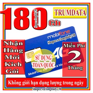 Sim 4G mobi 180gb miễn phí 2 tháng sử dụng, sim sử dụng trên toàn quốc